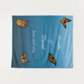 Tenture Papillons Monarque Blue Ombre (Devant (Horizontal))