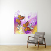 Tenture Papillons Monarque sur Arrière - plan pourpre (En situation (horizontale))