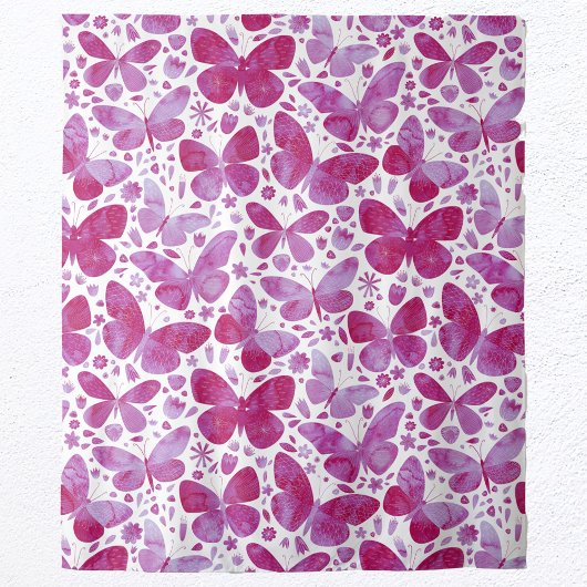 Tenture Papillons Motif Aquarelle rose