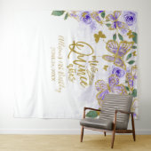 Tenture Papillons pourpres Quinceanera Fond Floral (En situation (horizontale))