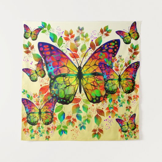 TENTURE PAPILLONS PRINTANIERS NATURE COLORÉE (Devant)