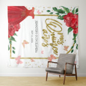 Tenture Papillons Quinceanera rouge arrière-plan (En situation (horizontale))