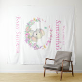 Tenture Papillons rose éléphant Baby shower (En situation (horizontale))