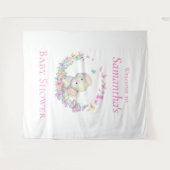 Tenture Papillons rose éléphant Baby shower (Devant (Horizontal))