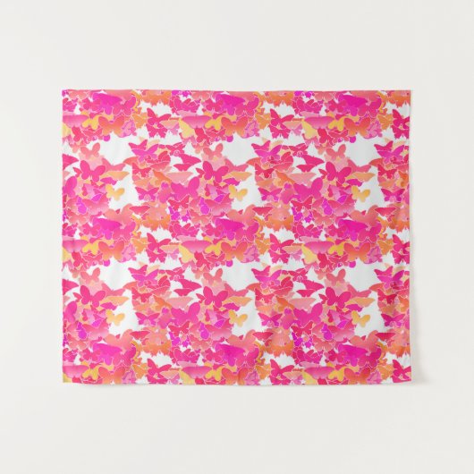 Tenture Papillons, rose, fuchsia et corail (Devant (Horizontal))