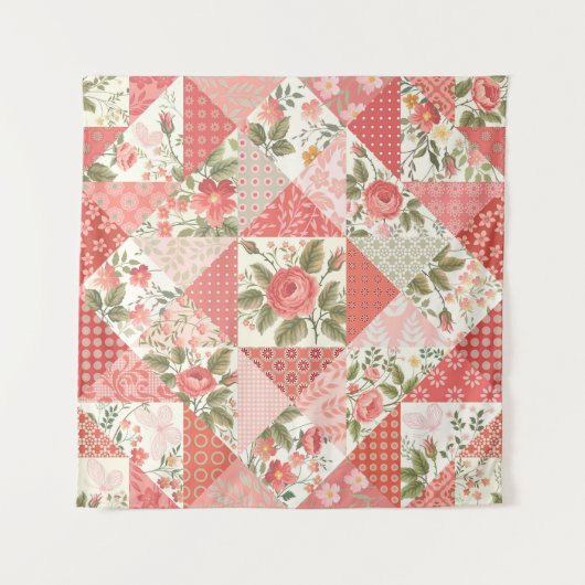 Tenture Papillons rose Patchwork sans couture (Devant)