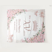 Tenture Papillons Roses en fleurs de cerisier Quinceañera (Devant (Horizontal))