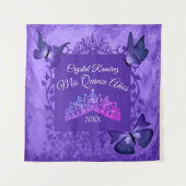 Tenture Papillons Violets, Fond de Tiara Quinceanera (Devant)