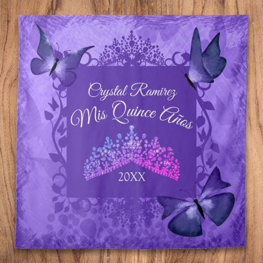 Tenture Papillons Violets, Fond de Tiara Quinceanera