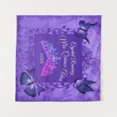 Tenture Papillons violets, fond pour Quinceanera avec diad (Devant (Horizontal))