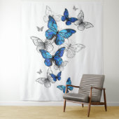 Tenture Papillons volants bleus Morpho (En situation)