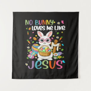 Tenture Pâques aucun lapin ne m'aime comme Jésus chrétien