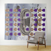 Tenture PARACHUTES, CŒUR POURPRE et AILES AEROPORTEES (En situation (horizontale))