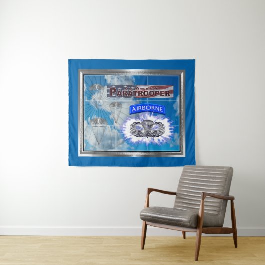 Tenture Parachutiste et drapeau américains Extraordinaires (En situation (horizontale))