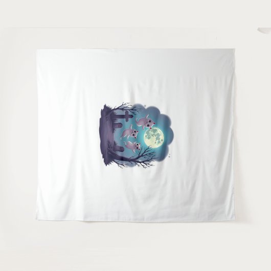 Tenture Parade de chat fantôme (Devant (Horizontal))