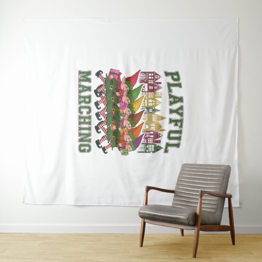 Tenture Parade des elfes de Noël (En situation (horizontale))