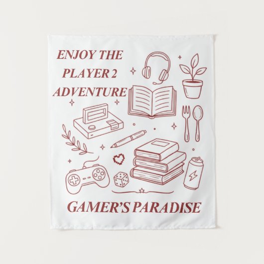 Tenture Paradis de jeu confortable - Ligne d'art rétro (Devant)