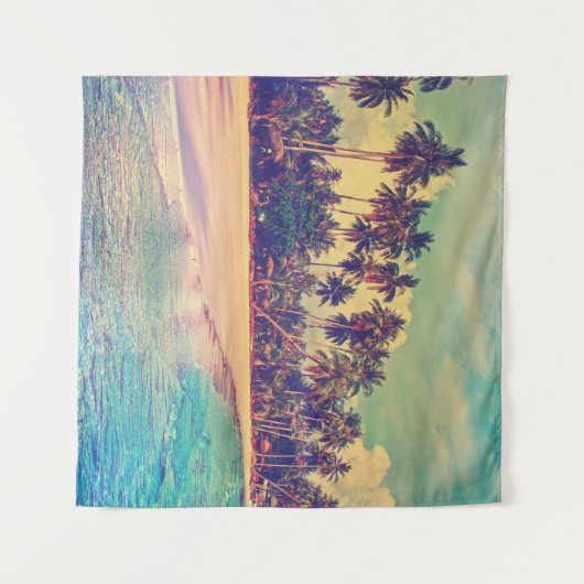 Tenture Paradis tropical : mer, hôtel, plage. (Devant (Horizontal))