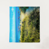 Tenture Parasols de plage le long de l'océan (Devant)