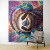 Tenture Paresseux portant des écouteurs (En situation)