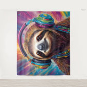 Tenture Paresseux portant des écouteurs (Devant)