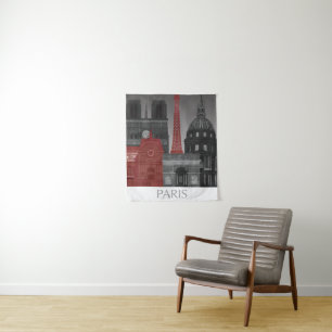Tenture Paris Elevages par nuit - Rouge