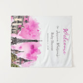 Tenture Paris français bébé rose bébé fille Shower pour no (Devant (Horizontal))