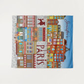 Tenture Paris France Bâtiments en briques Café Français Vo (Devant (Horizontal))