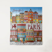 Tenture Paris France Bâtiments en briques Café Français Vo (Devant)