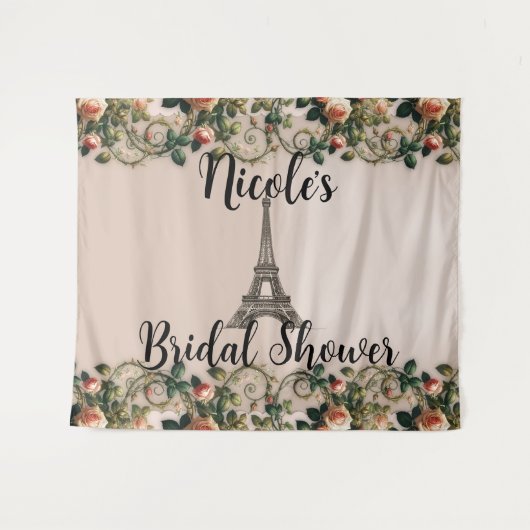 Tenture Paris Rose Vins Tour Eiffel Shabby Chic (Devant (Horizontal))