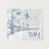 Tenture Paris Scène et Fleurs Bleues Personnalisées (Devant (Horizontal))