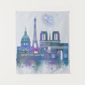 Tenture Paris Skyline - Aquarelle bleu (Devant)