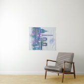 Tenture Paris Skyline - Aquarelle bleu (En situation (horizontale))