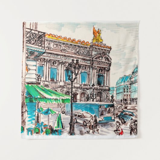 Tenture Paris vue rue sur le théâtre Café de Wicked (Devant)