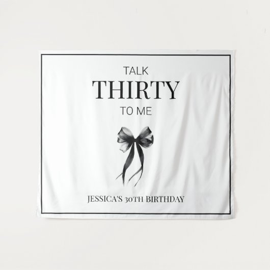 Tenture Parlez trente à moi Black Bow 30e fête d'anniversa (Devant (Horizontal))