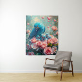 Tenture Parrot bleu et bébés (En situation)