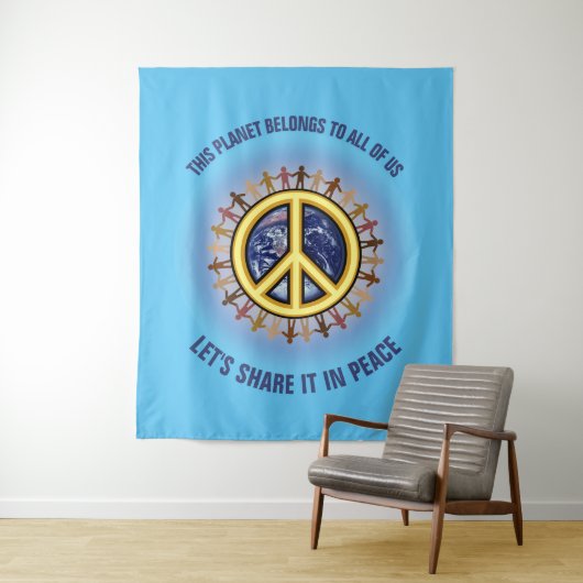 Tenture Partageons cette planète en paix ☮ (En situation)