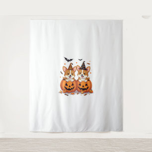 Tenture Parti Corgi citrouille