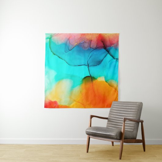 Tenture Partie de peinture à l'encre d'alcool, macro photo (En situation (horizontale))