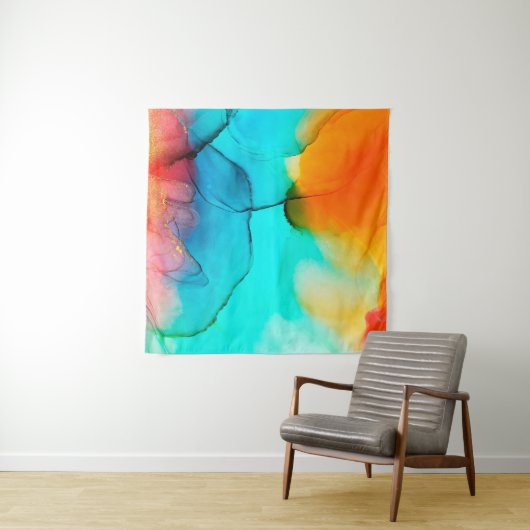 Tenture Partie de peinture à l'encre d'alcool, macro photo (En situation)