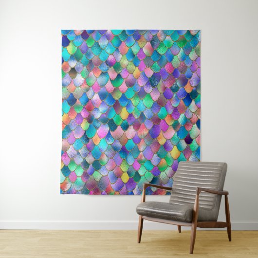 Tenture Parties scintillant arc-en-ciel Wonky métal sirène (En situation)