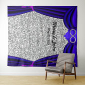 Tenture Parties scintillant Argent Infinie Rideau bleu Inf (En situation (horizontale))