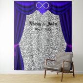 Tenture Parties scintillant Argent Infinie Rideau bleu Inf (En situation)