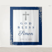 Tenture Parties scintillant Argent Marine Bleu Personnalis (Devant)