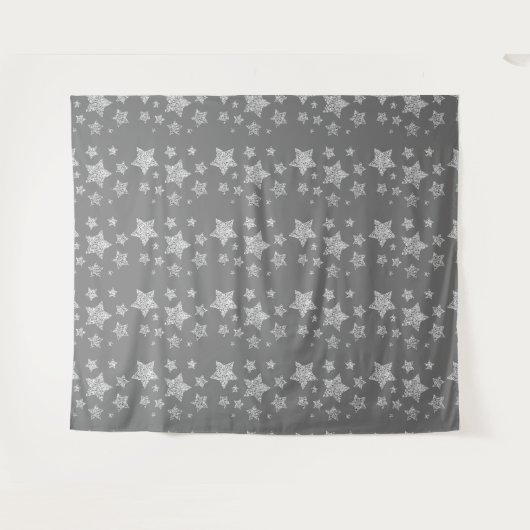 Tenture Parties scintillant argent scintille Étoiles motif (Devant (Horizontal))