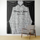 Tenture Parties scintillant argentée Diamond Coeur Rideau  (En situation)