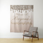 Tenture Parties scintillant Champagne Gold Drift Quinceañe (En situation)