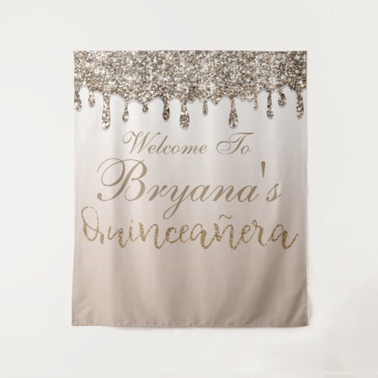 Tenture Parties scintillant Champagne Gold Drift Quinceañe (Devant)
