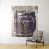 Tenture Parties scintillant Champagne Gold Drip Rustic Gla (En situation)