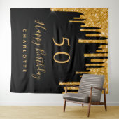 Tenture Parties scintillant d'anniversaire noir or brillan (En situation (horizontale))